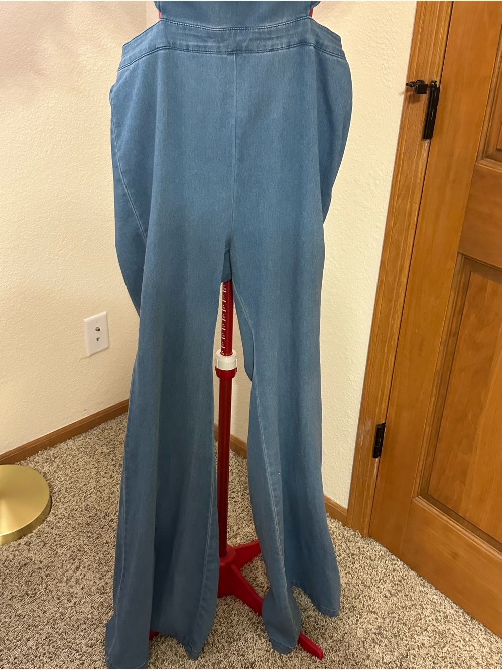 Fashion Nova Denim Ruffle-Sleeve Cutout Jumpsuit - Blue - Picture 4 of 4